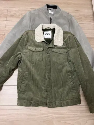 ZARA 올리브 그린 코듀로이 자켓