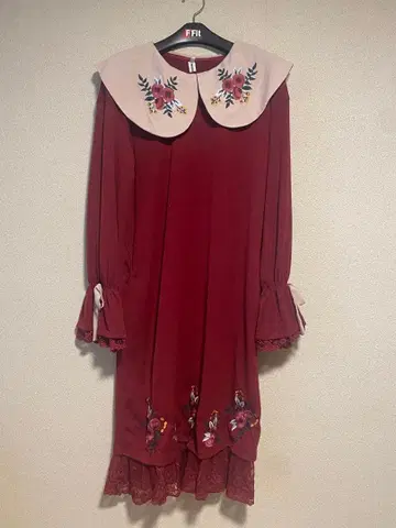 쇼와 레트로 자수 니트 원피스 택 포함 새상품 모리걸 사이즈 L