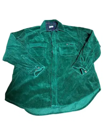 그린 코듀로이 셔츠 M 구제 의류 남성용 그린