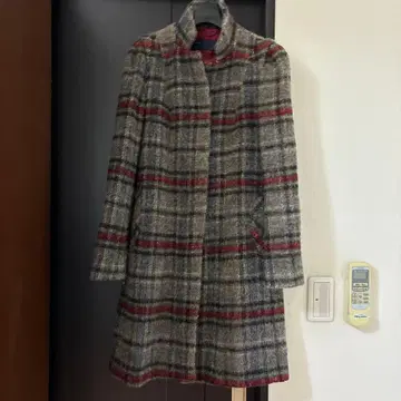 ZARA BASIC 체크 무늬 롱 코트 S 사이즈