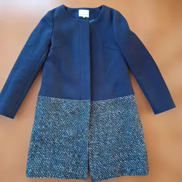 새상품급! BEAUTY&YOUTH 네이비 절개 트위드 롱 코트 S