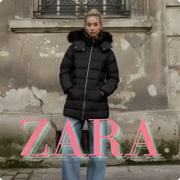 zara 후드 부착 다운 자켓