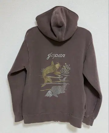 E.B.C. 후드티 46 M 상당 브라운 일본풍 패턴 잉어 자수풍 집업