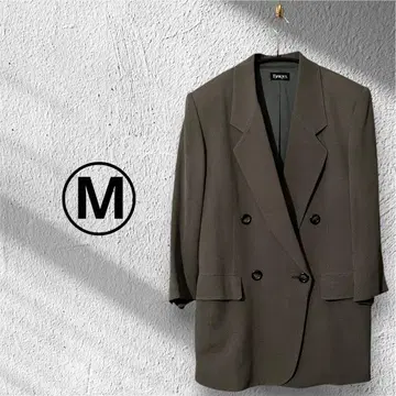 쇼와 레트로 더블 브레스트 자켓 그레이 9호 M 어깨 패드 여성 빈티지