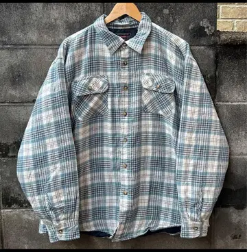 [레어] Wrangler 블루 화이트 체크 퀼팅 플란넬 셔츠 XL