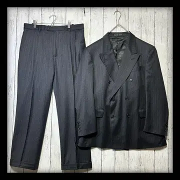 [ 영국제 VINTAGE 더블 수트 셋업 ] 블랙 L 사이드 벤트