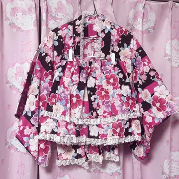 꽃무늬 프릴 유카타 드레스 y2k 지뢰계 양산형 공주 갸루