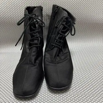 블랙 나일론 부츠 중간 힐