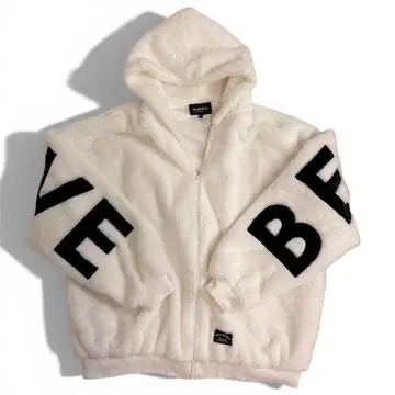 보아 플리스 후드티 XL 화이트 풀 집업 빅 로고 후드 부착