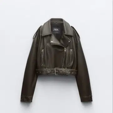 새상품 ZARA 인조 가죽 크롭 라이더 자켓 S