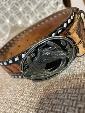 가격 인하 90s USA제 빈티지 웨스턴 가죽 벨트 천연 가죽 아메카지