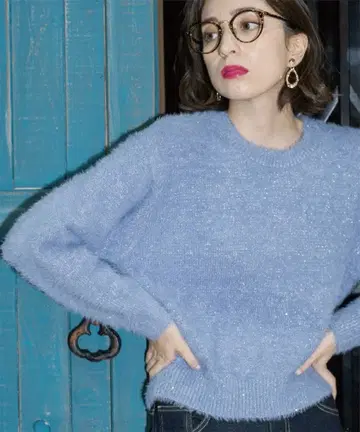 OPAQUE.CLIP 스팽글 페더 니트