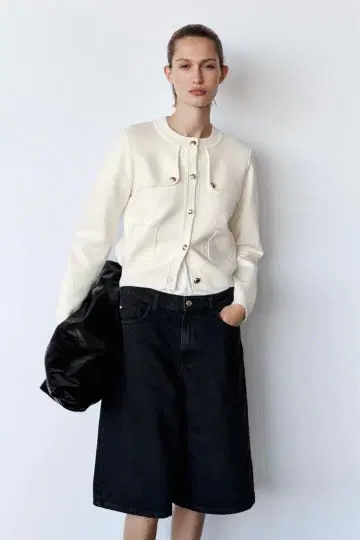 골드 버튼 니트 가디건 ZARA