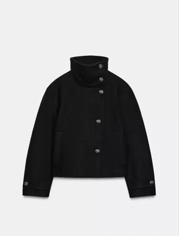 ZARA 숏 하이넥 코트 블랙