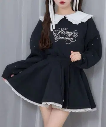 Honey Cinnamon 소매 비쥬 속기모 맨투맨 원피스 양산형