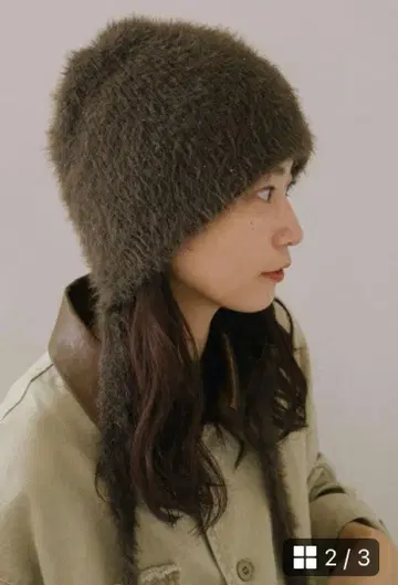 Kastane 브라운 퍼 리본 비니