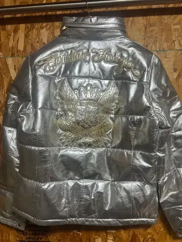 크리스찬 오디제이 가죽 다운 자켓 L 실버