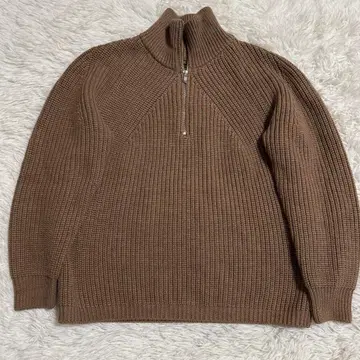 [레어] 바토너 BATONER 하프 지퍼 S 브라운 울 니트