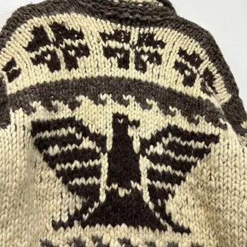 빈티지 썬더버드 코위찬 니트 스웨터 블루종 아우터 두꺼운 원단