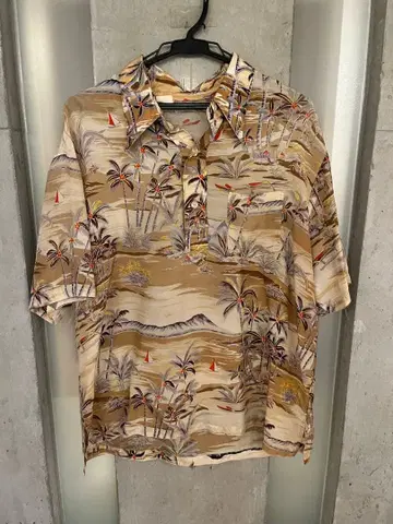 알로하 셔츠 비치 풍경 베이지 계열 60~70s 미국제