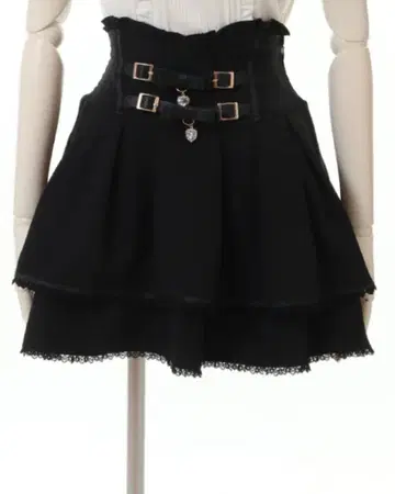 LIZLISA 2단 리본 벨트 치마바지 블랙