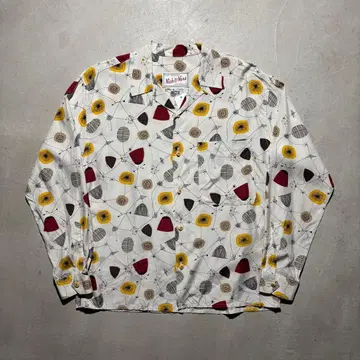 90s Nick&Nora 레이온 오픈 카라 셔츠 아토믹 USA제