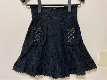 LIZ LISA 레이스 플레어 스커트 블랙