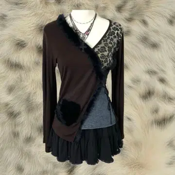 헤이세이 갸루 표범 무늬 상의