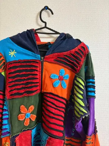 Y2K 네팔 후드티 풀 집업 1X 구제 의류