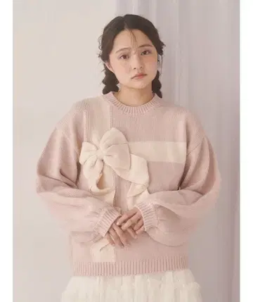 merry jenny 선물 리본 니트 핑크
