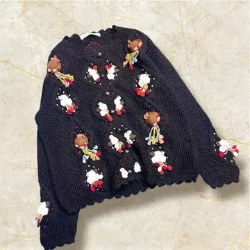 Gummi 자수 포함 블랙 니트 가디건 모리걸