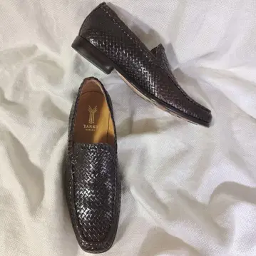 얀코 YANKO 뜨개질 인트레차트 브라운 드레스 가죽 슈즈 브라운