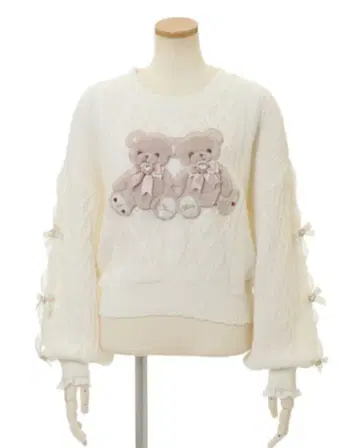 LIZLISA twinbears 니트탑 곰 아이보리 화이트