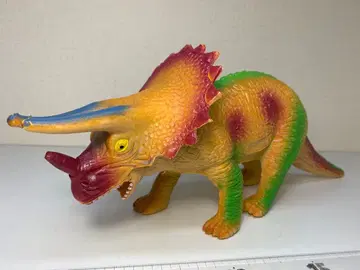 커다란 컬러풀 트리케라톱스 공룡 피규어 레트로 1986