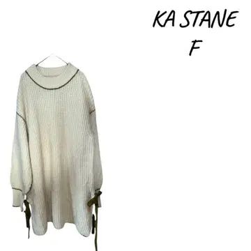 Kastane 카스타네 니트 원피스 배색 리본 롱 기장 오버 사이즈