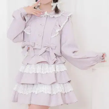 Honey Cinnamon 코튼 레이스 트위드 셋업 핑크 양산형