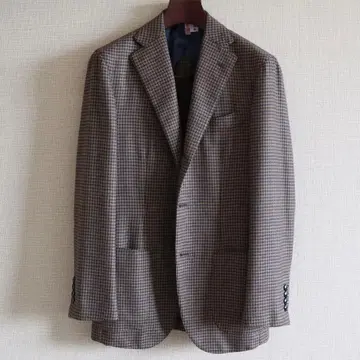 BARBA 테일러드 자켓 44 하운드투스 패턴 브라운/네이비