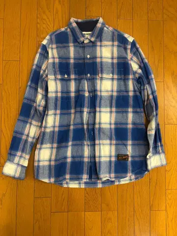 XLARGE 긴팔 플란넬 셔츠 파랑과 화이트 체크