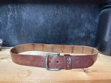 빈티지 스터드 벨트 브라운