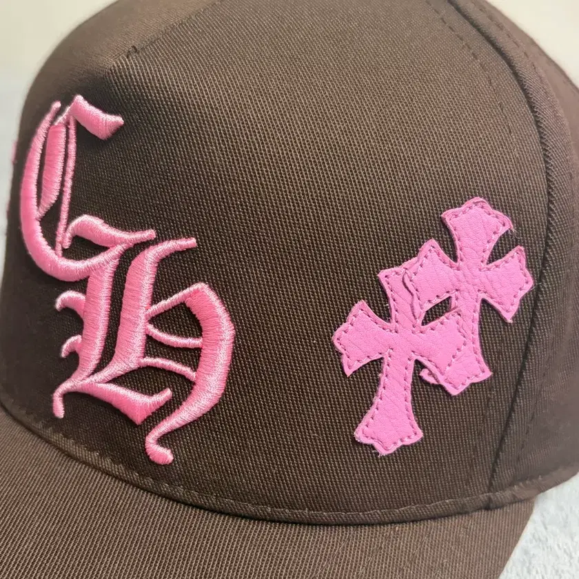 帽子 Pink leather cross brown hat Chrome Hearts Chrome hearts