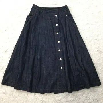 ADORE 아도어 데님 롱 플레어 스커트 인디고 36