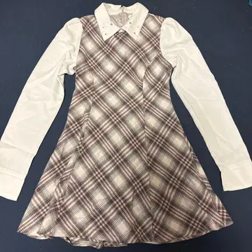 evelyn 에블린 옷깃 체크 OP 원피스 핑크 PI