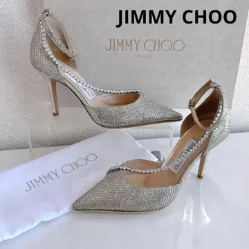 지미추 비쥬 크리스탈 체인 스트랩 하이힐 펌프스