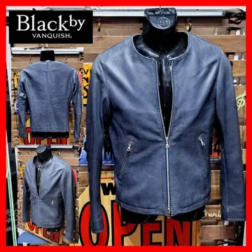 정가 42,000엔 Black by VANQUISH 램 가죽 라이더 자켓