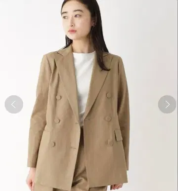 OPAQUE.CLIP [ 오쿠사 나오코 콜라보 ] 마 혼방 더블 자켓