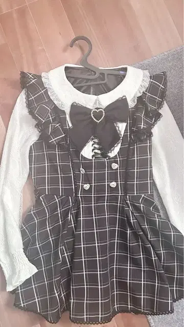 LIZLISA 프릴 스핀들 셋업 블랙 체크