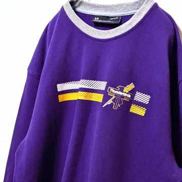 언더아머 썬더버드 자수 맨투맨 트레이닝복 퍼플 보라색 L 구제 의류