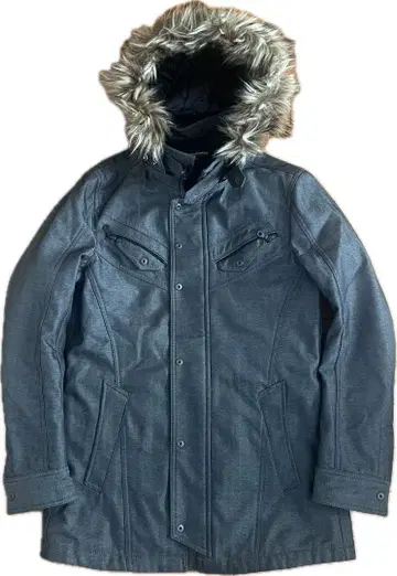 하이 다웨이 그레이 퍼 후드 다운 자켓 모즈 코트