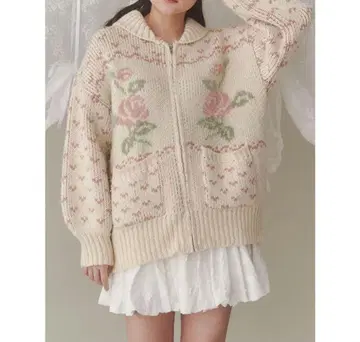 merry jenny 로즈 카우친 니트 핑크