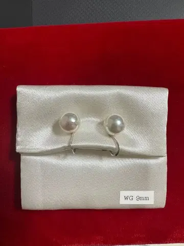 [ 미사용 새상품 ] 천연 펄 귀찌 9mm 화이트 골드 고급 포멀